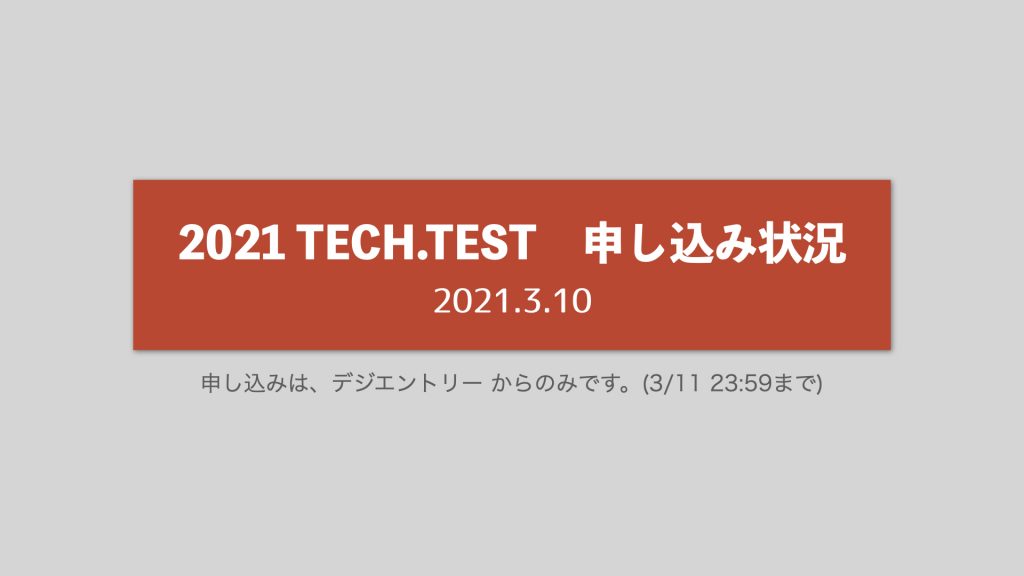 TECH.TEST申し込み状況【2021.3.10 8:00 確認】